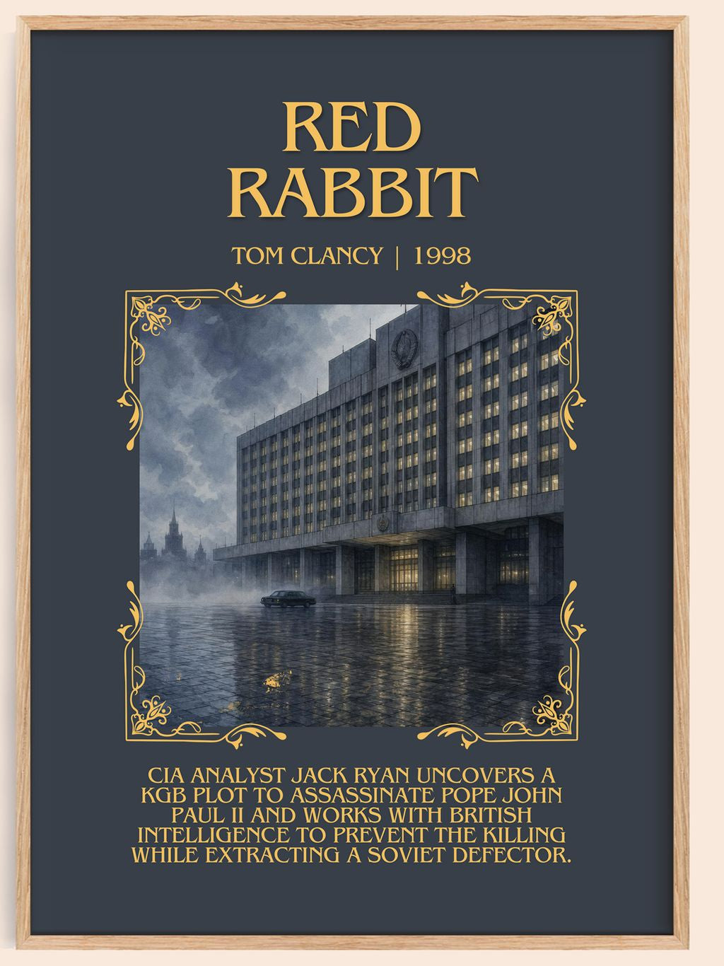 Red Rabbit Minimalist Book Poster by Tom Clancy – book poster