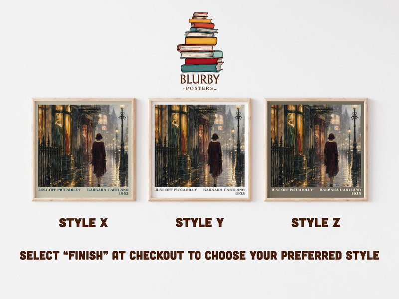 Just Off Piccadilly literary print in frame leaning in hallway – romance wall art