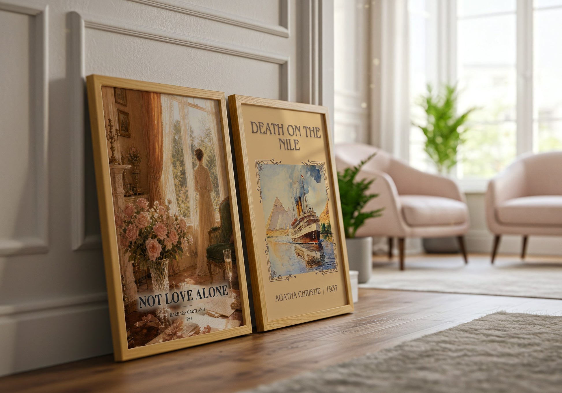 Not Love Alone watercolour print framed by window – literary home decor
