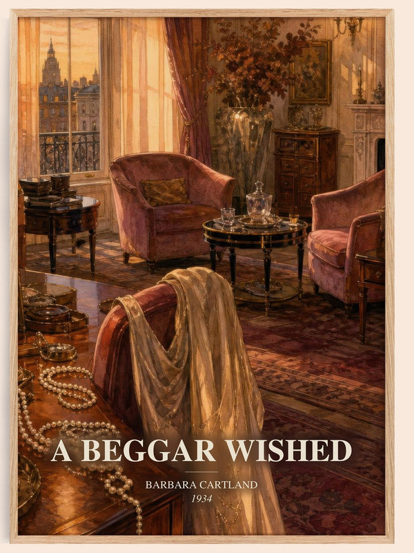A Beggar Wished watercolour book poster by Barbara Cartland – framed literary art print