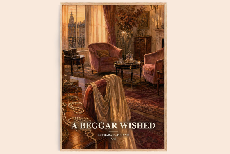 A Beggar Wished watercolour book poster by Barbara Cartland – framed literary art print