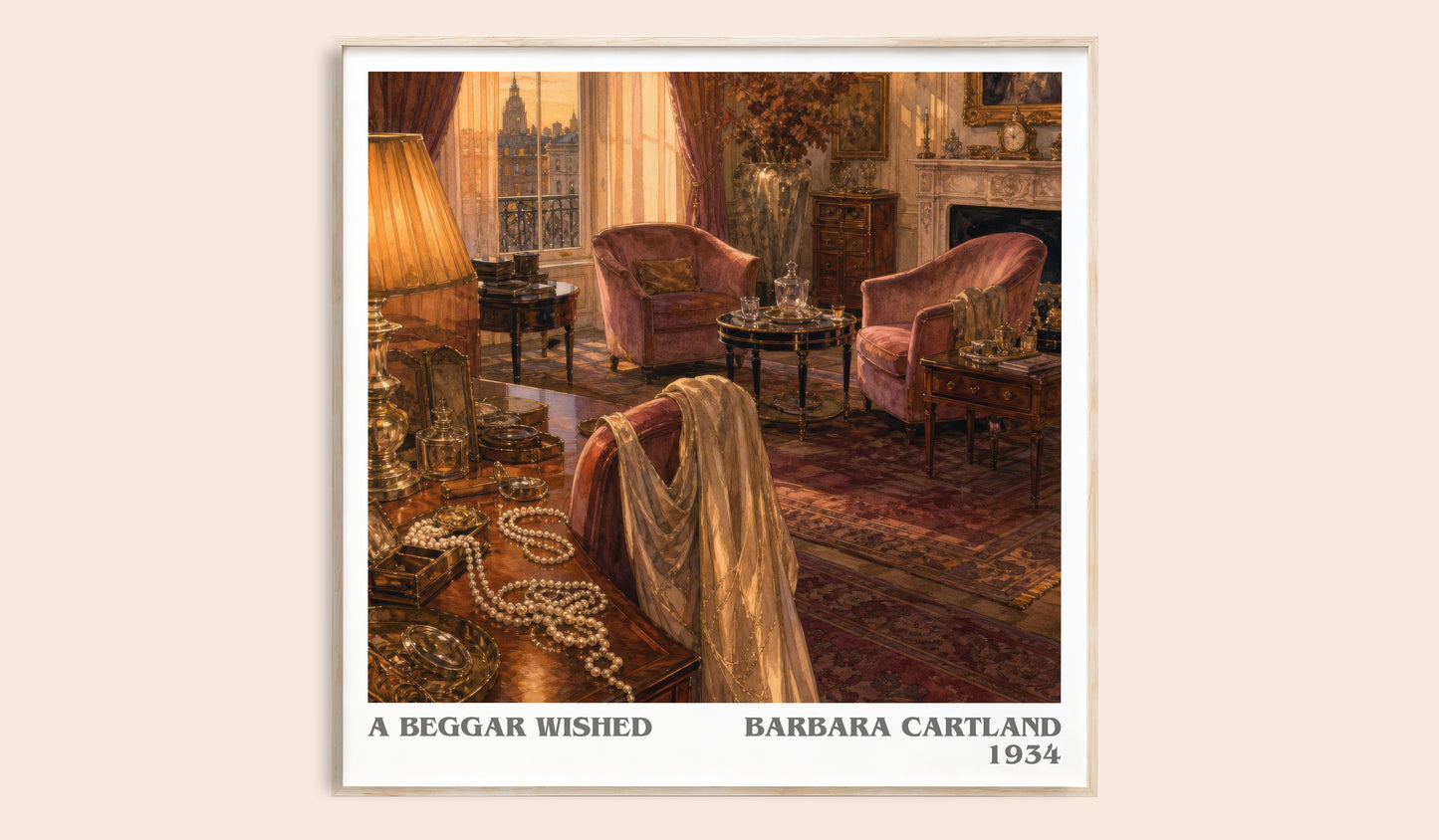 A Beggar Wished literary book poster by Barbara Cartland – framed literary art print