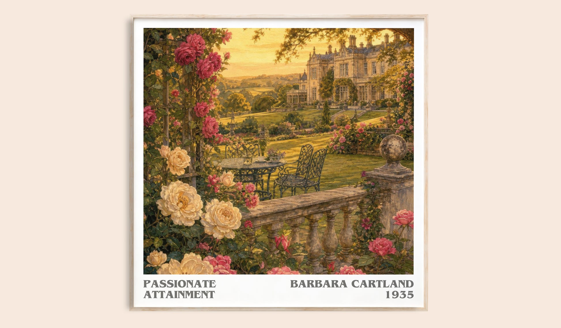 Passionate Attainment literary book poster by Barbara Cartland – framed literary art print