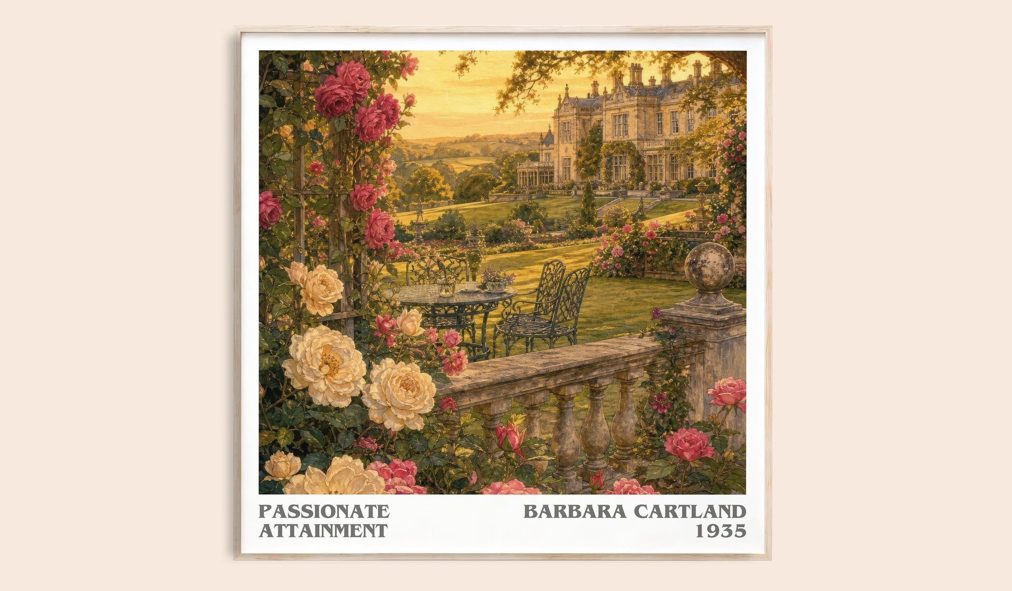 Passionate Attainment literary book poster by Barbara Cartland – framed literary art print