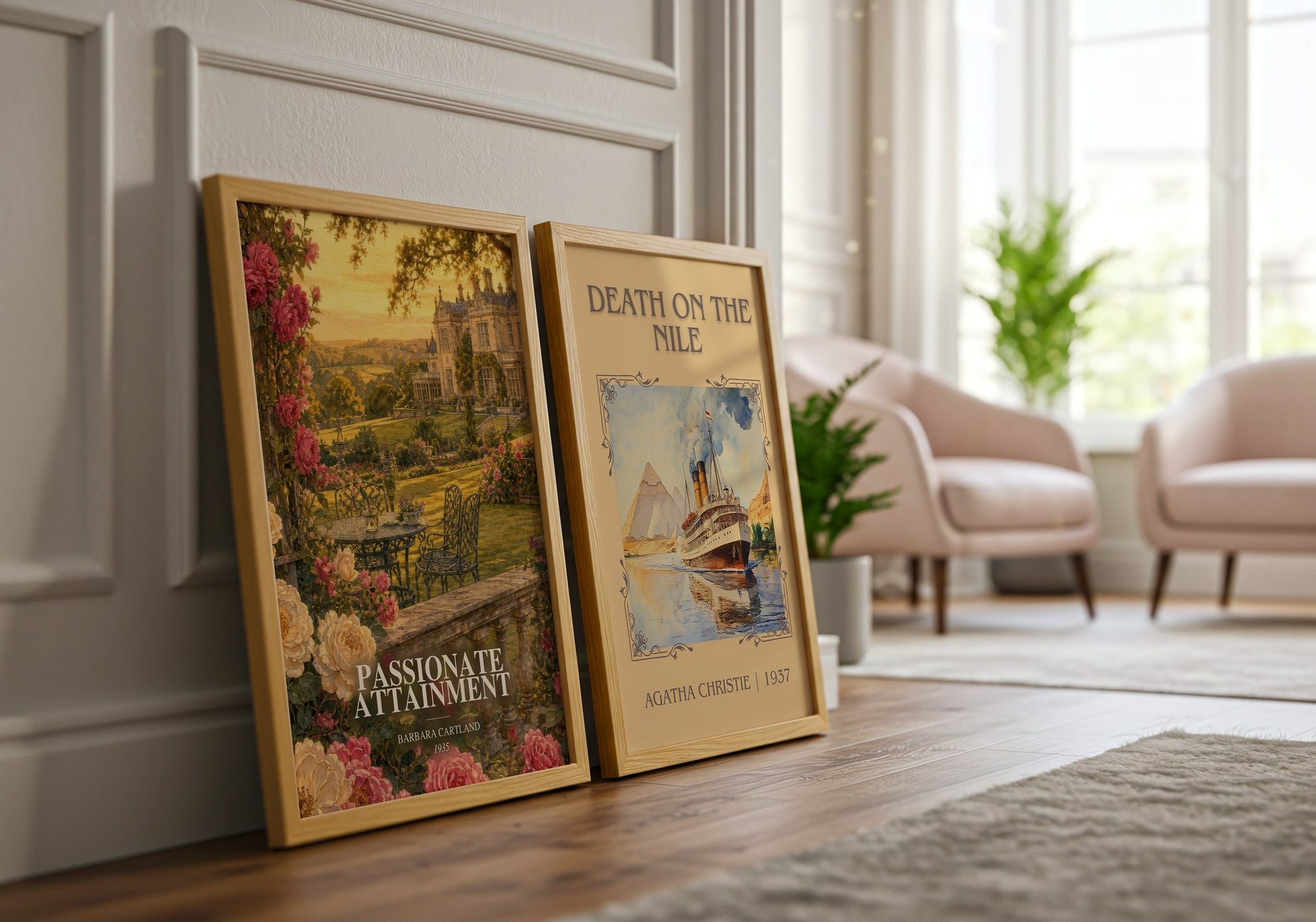 Passionate Attainment watercolour print framed by window – literary home decor