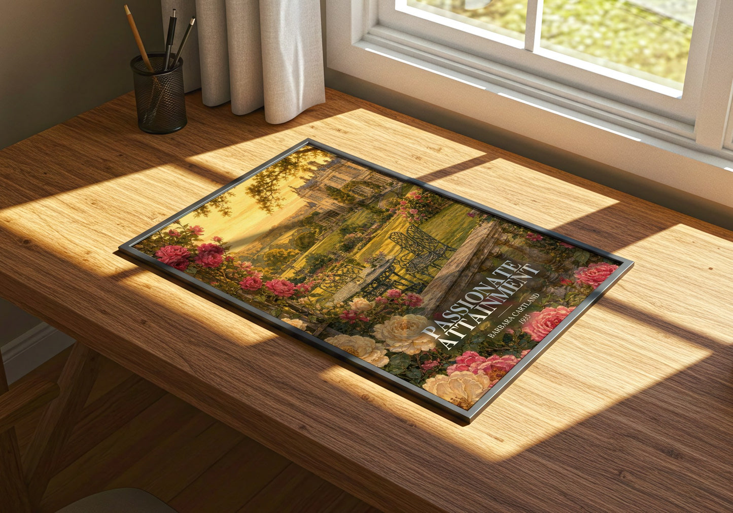 Passionate Attainment watercolour book poster framed on wall – romance wall art