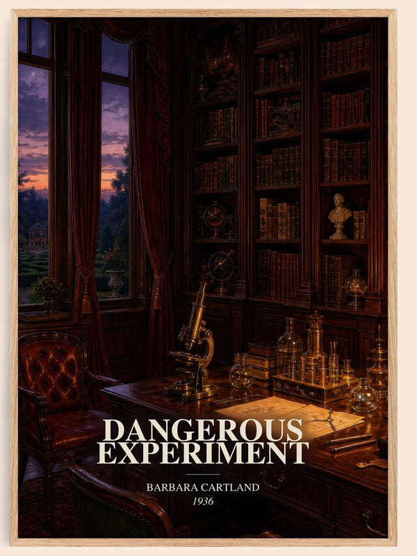 Dangerous Experiment watercolour book poster by Barbara Cartland – framed literary art print