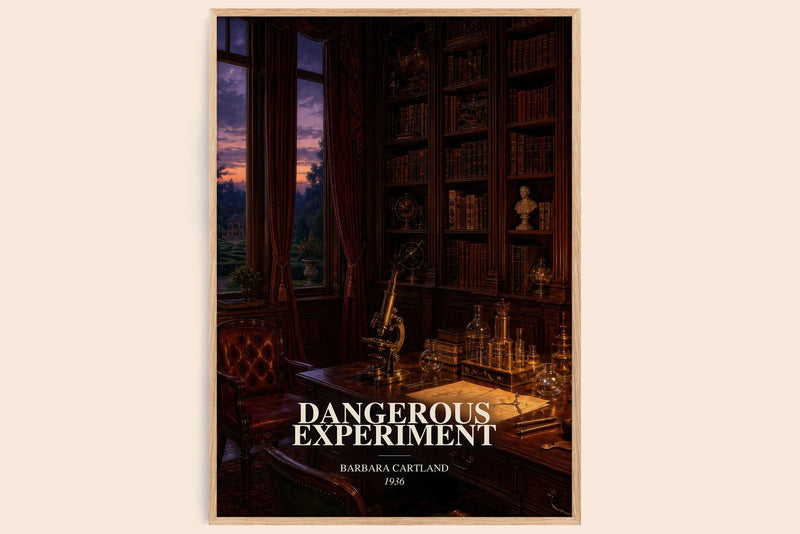 Dangerous Experiment watercolour book poster by Barbara Cartland – framed literary art print