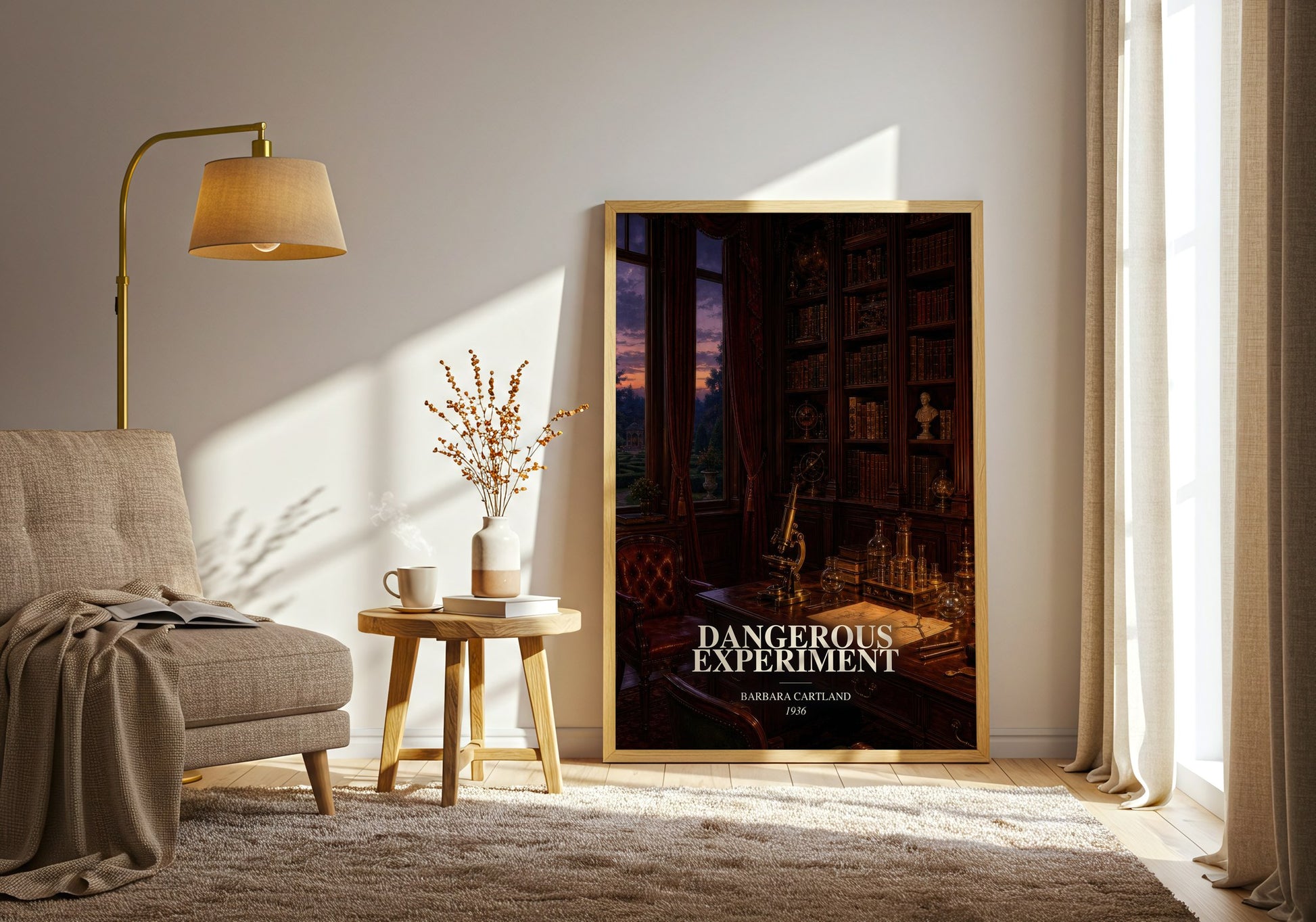 Dangerous Experiment watercolour print in frame leaning in hallway – romance wall art