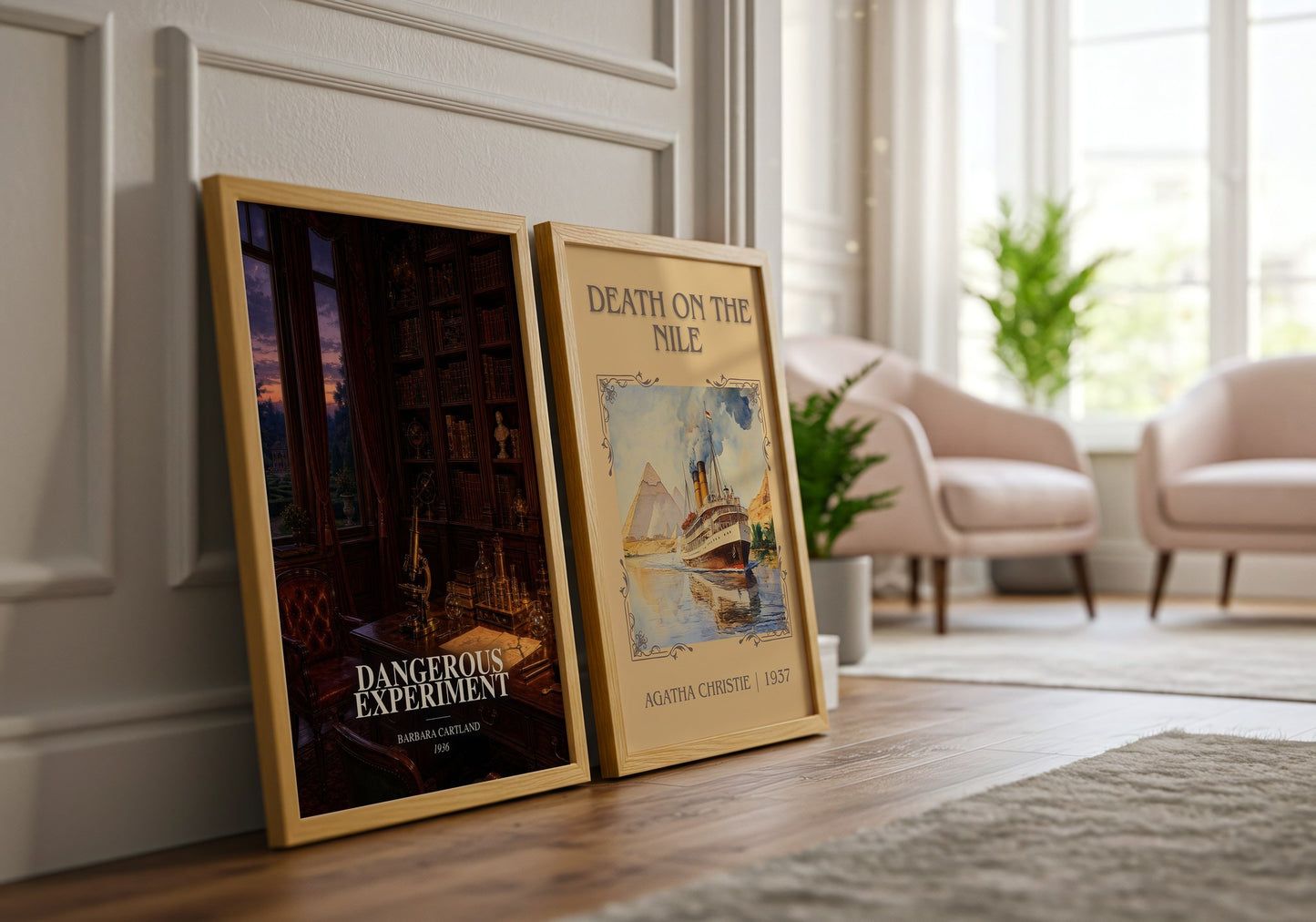 Dangerous Experiment watercolour print framed by window – literary home decor