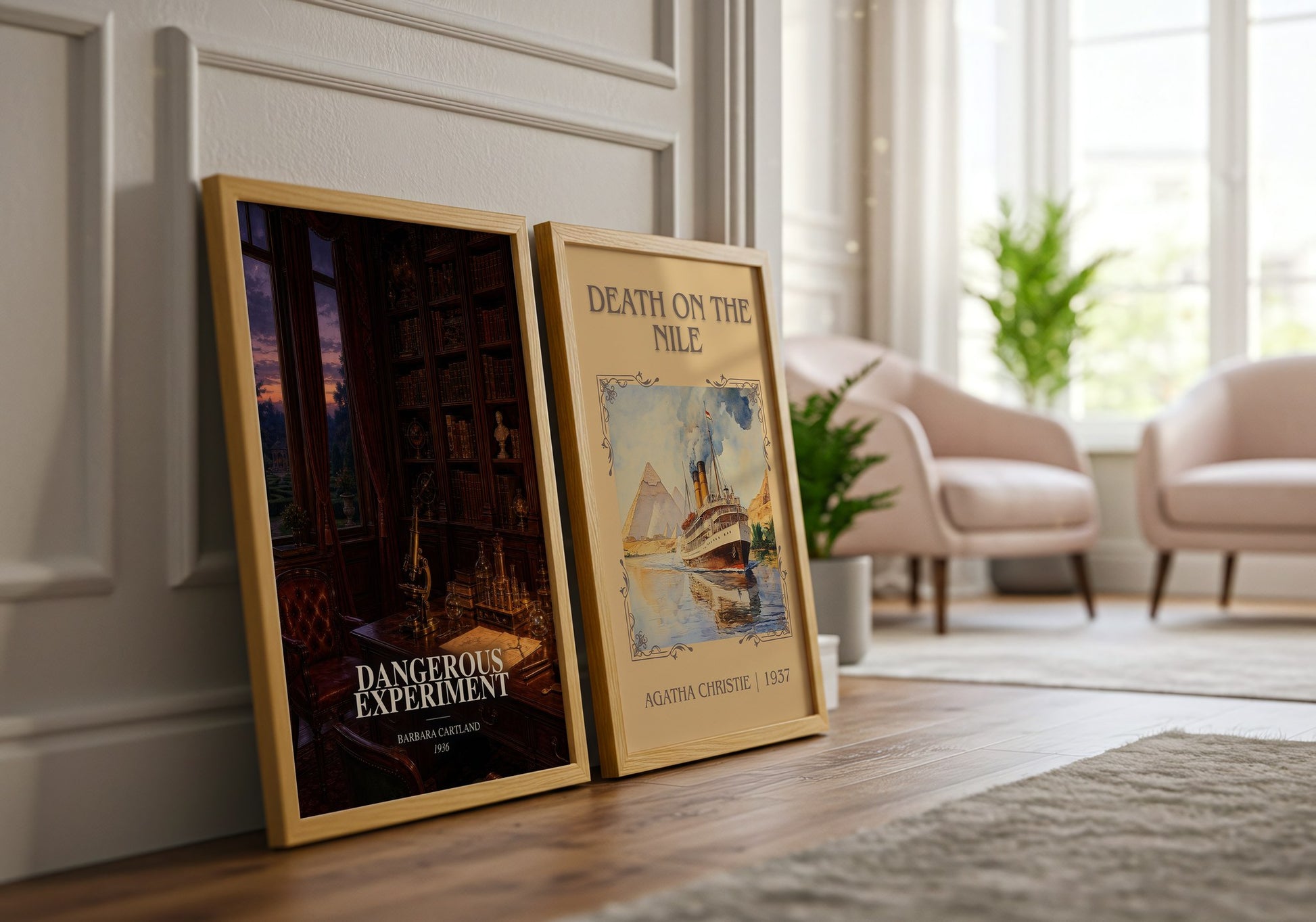Dangerous Experiment watercolour print framed by window – literary home decor