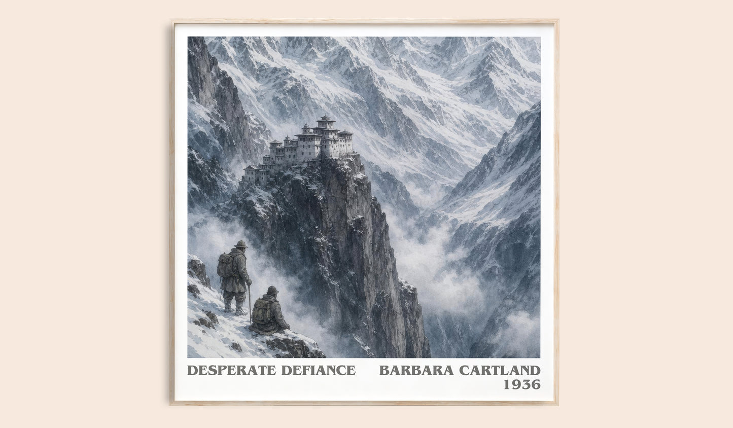 Desperate Defiance literary book poster by Barbara Cartland – framed literary art print