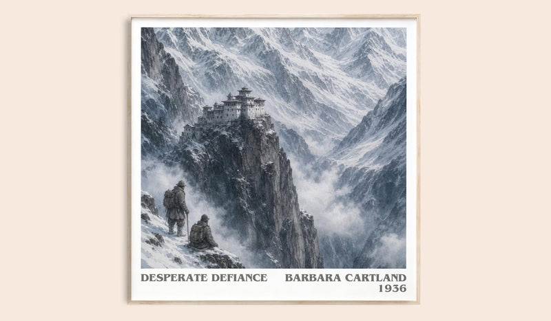 Desperate Defiance literary book poster by Barbara Cartland – framed literary art print