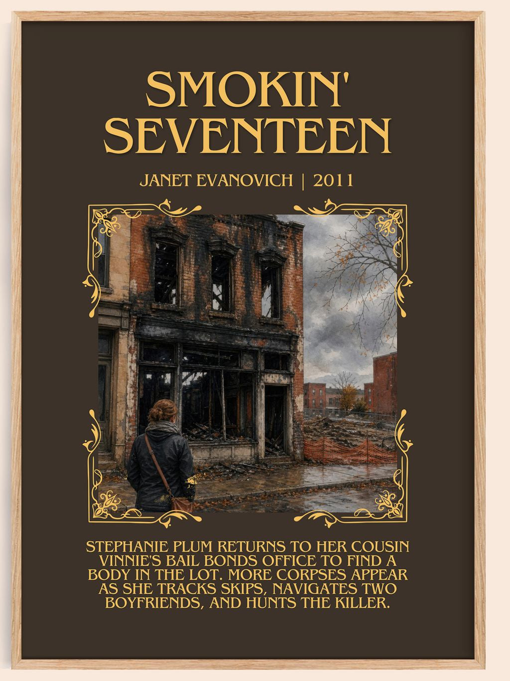 Smokin' Seventeen Minimalist Book Poster by Janet Evanovich – book poster