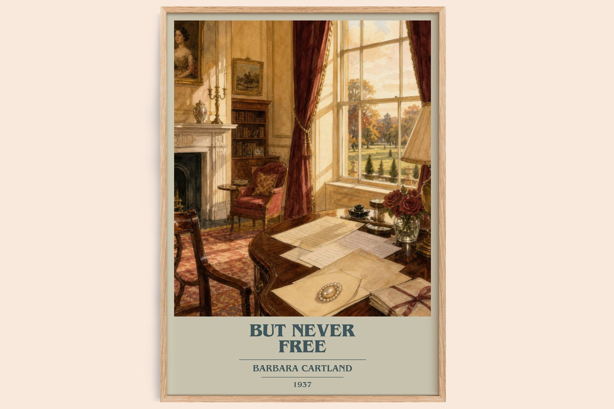 But Never Free book cover book poster by Barbara Cartland – framed literary art print