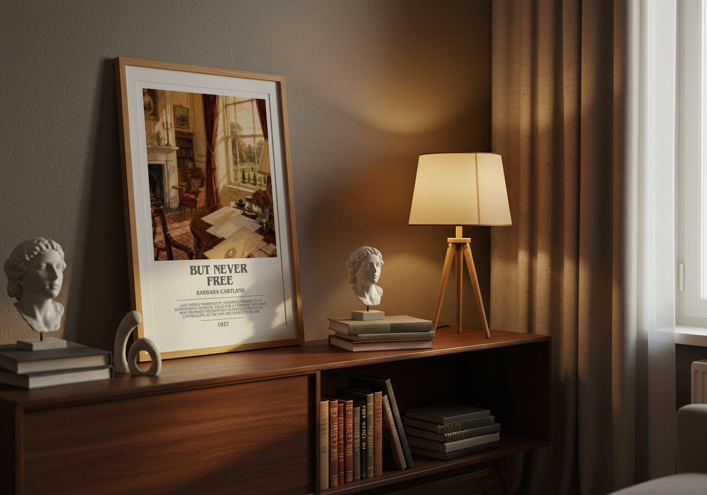 But Never Free bookish book poster framed on wall – romance wall art