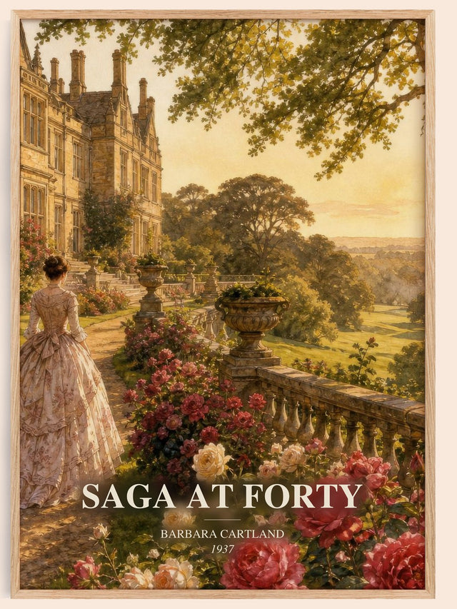 Saga At Forty Book Watercolour Illustration by Barbara Cartland
