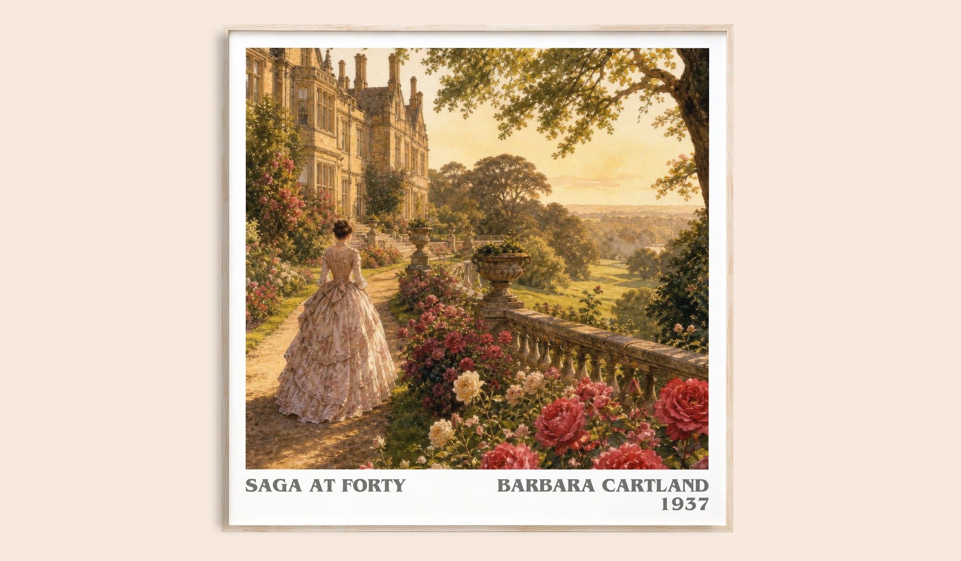 Saga At Forty literary book poster by Barbara Cartland – framed literary art print