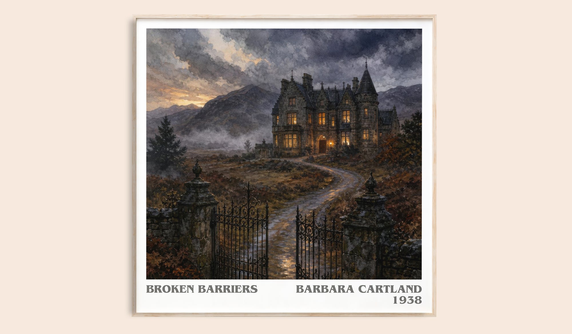 Broken Barriers literary book poster by Barbara Cartland – framed literary art print
