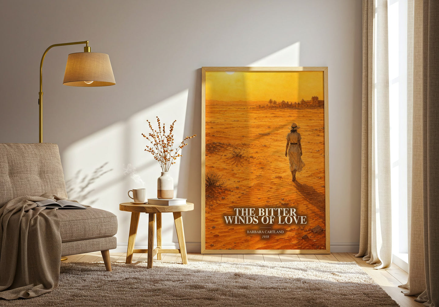 The Bitter Winds Of Love watercolour print in frame leaning in hallway – romance wall art