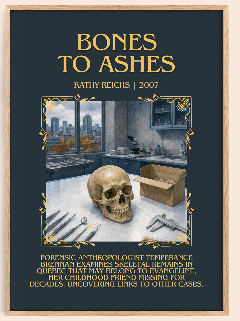 Bones to Ashes Minimalist Book Poster by Kathy Reichs – book poster