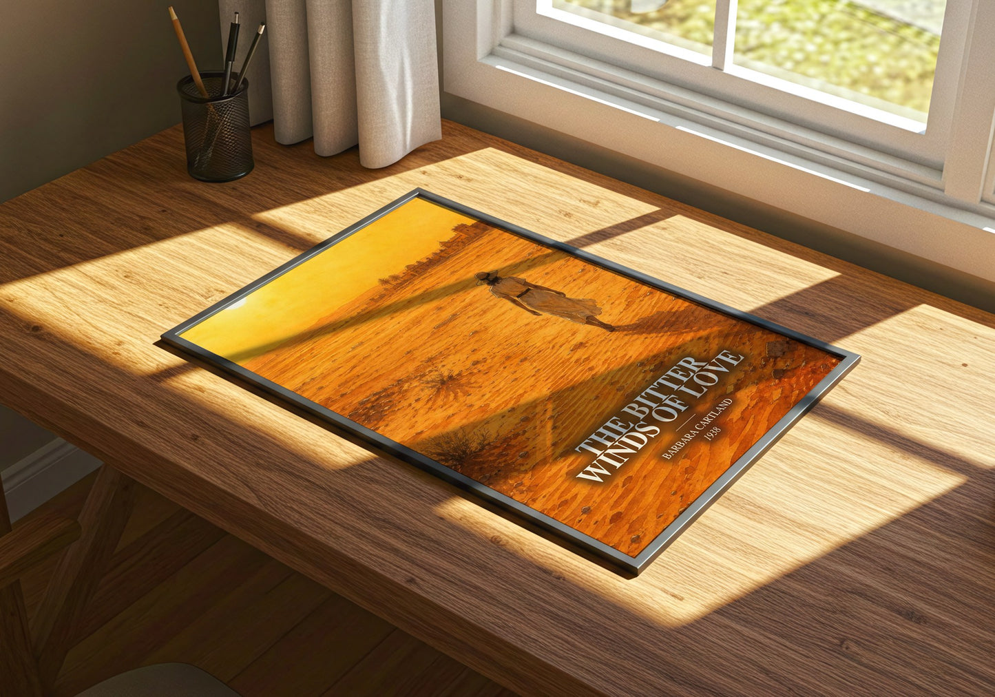 The Bitter Winds Of Love watercolour book poster framed on wall – romance wall art
