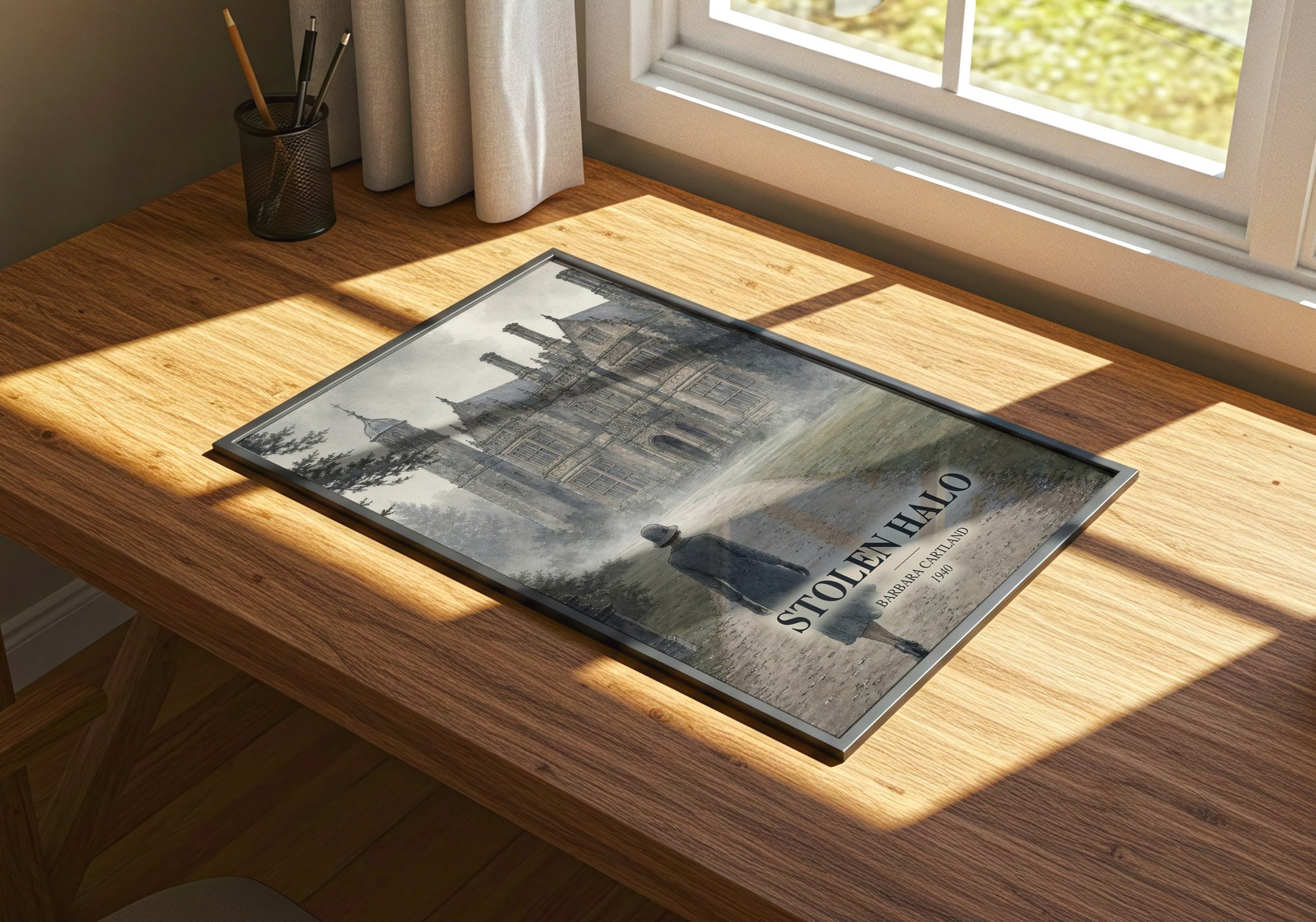 Stolen Halo watercolour book poster framed on wall – romance wall art