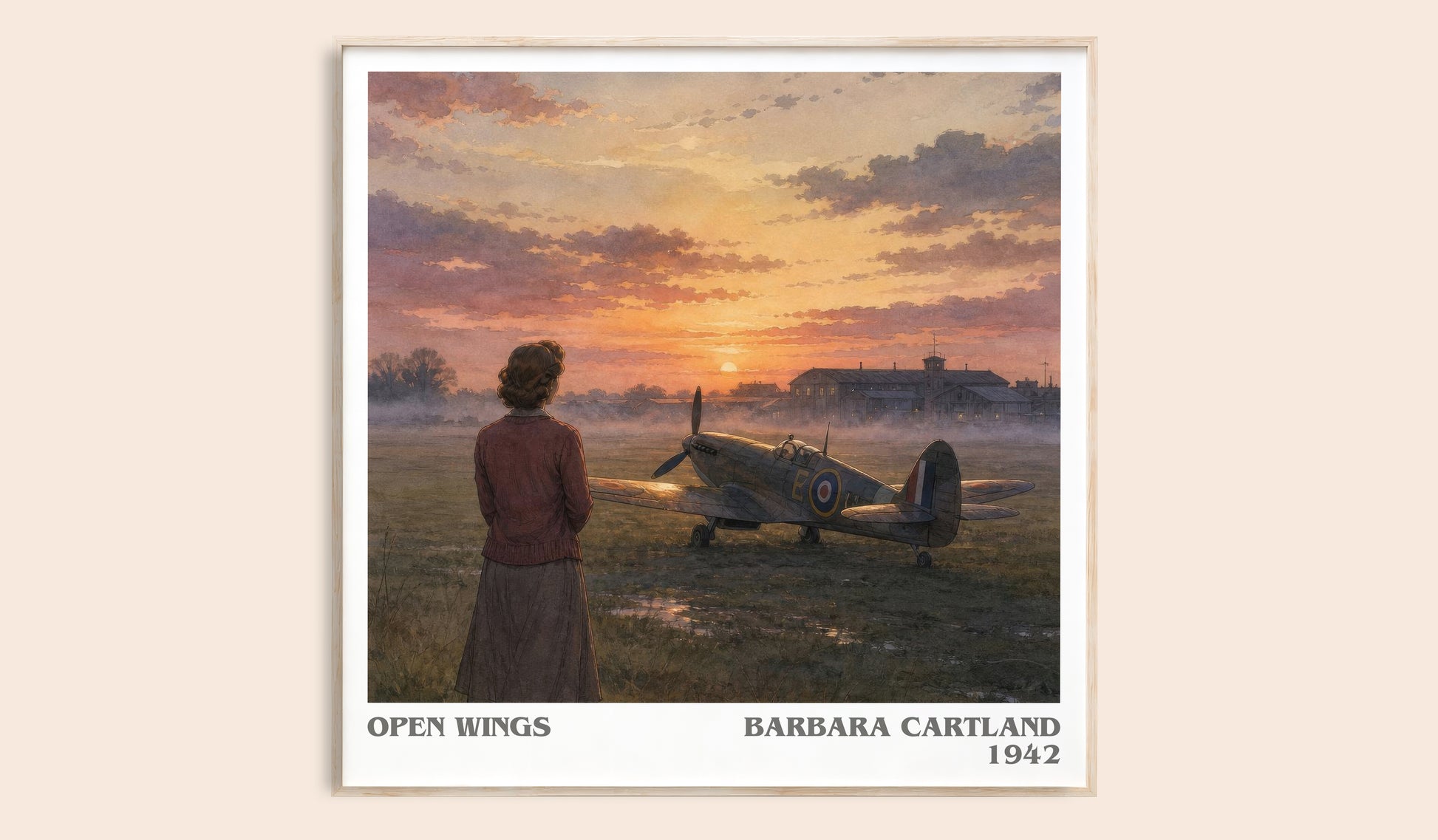 Open Wings literary book poster by Barbara Cartland – framed literary art print