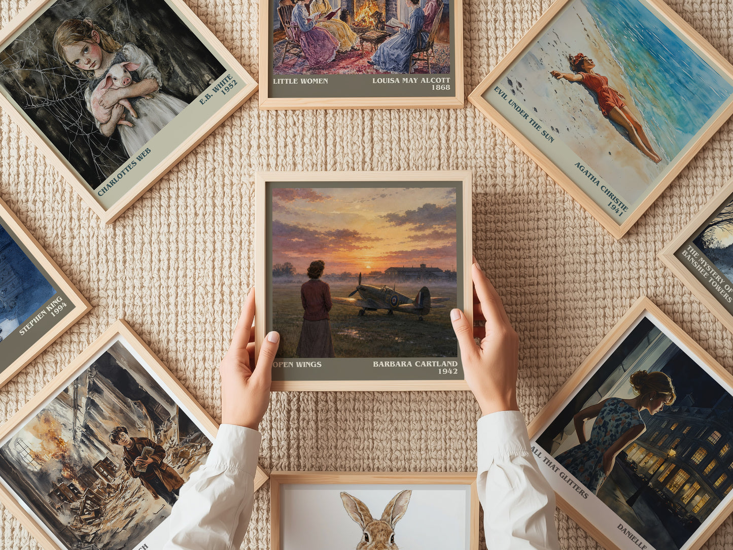 Open Wings literary book poster framed on wall – romance wall art