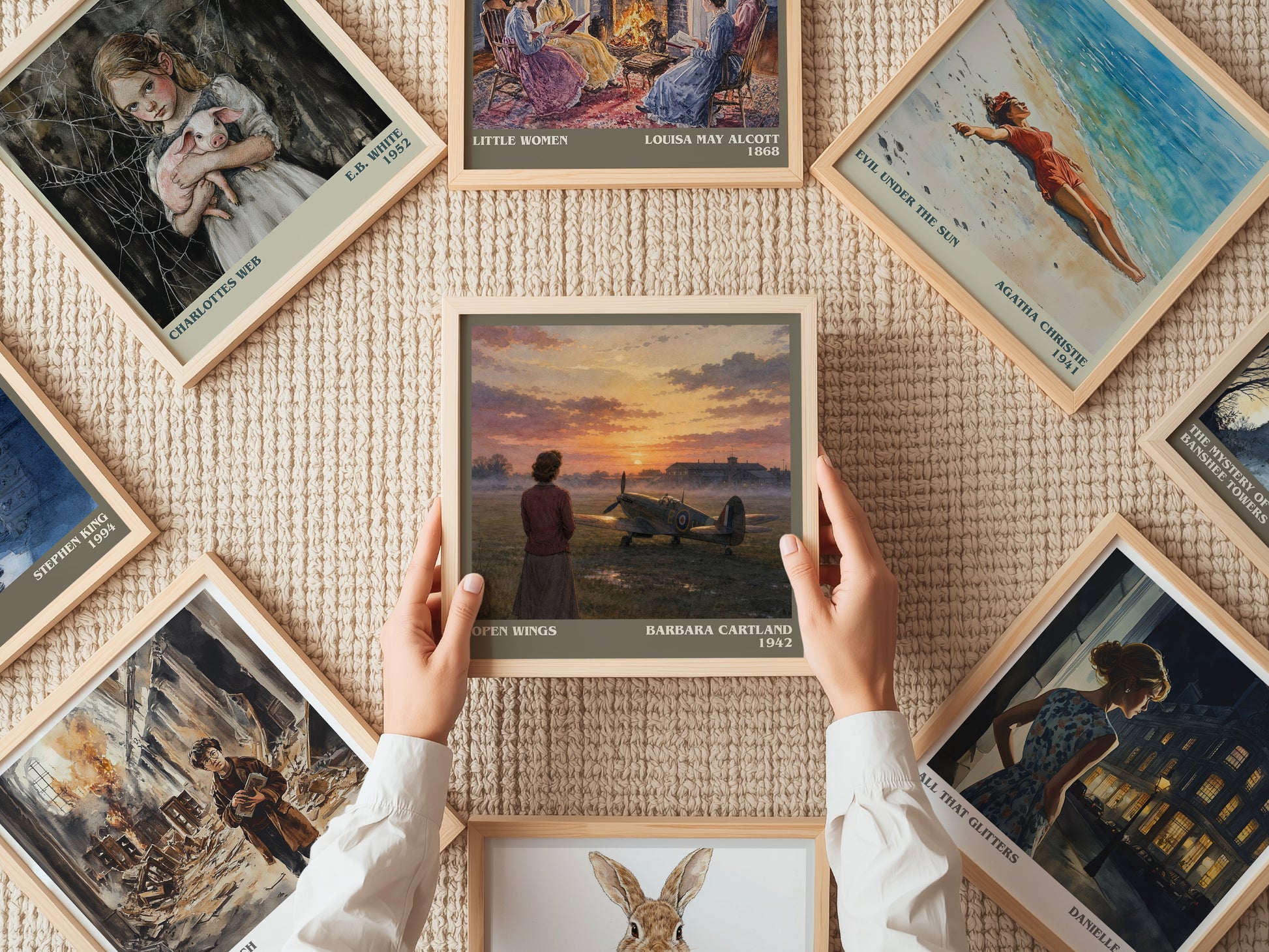 Open Wings literary book poster framed on wall – romance wall art