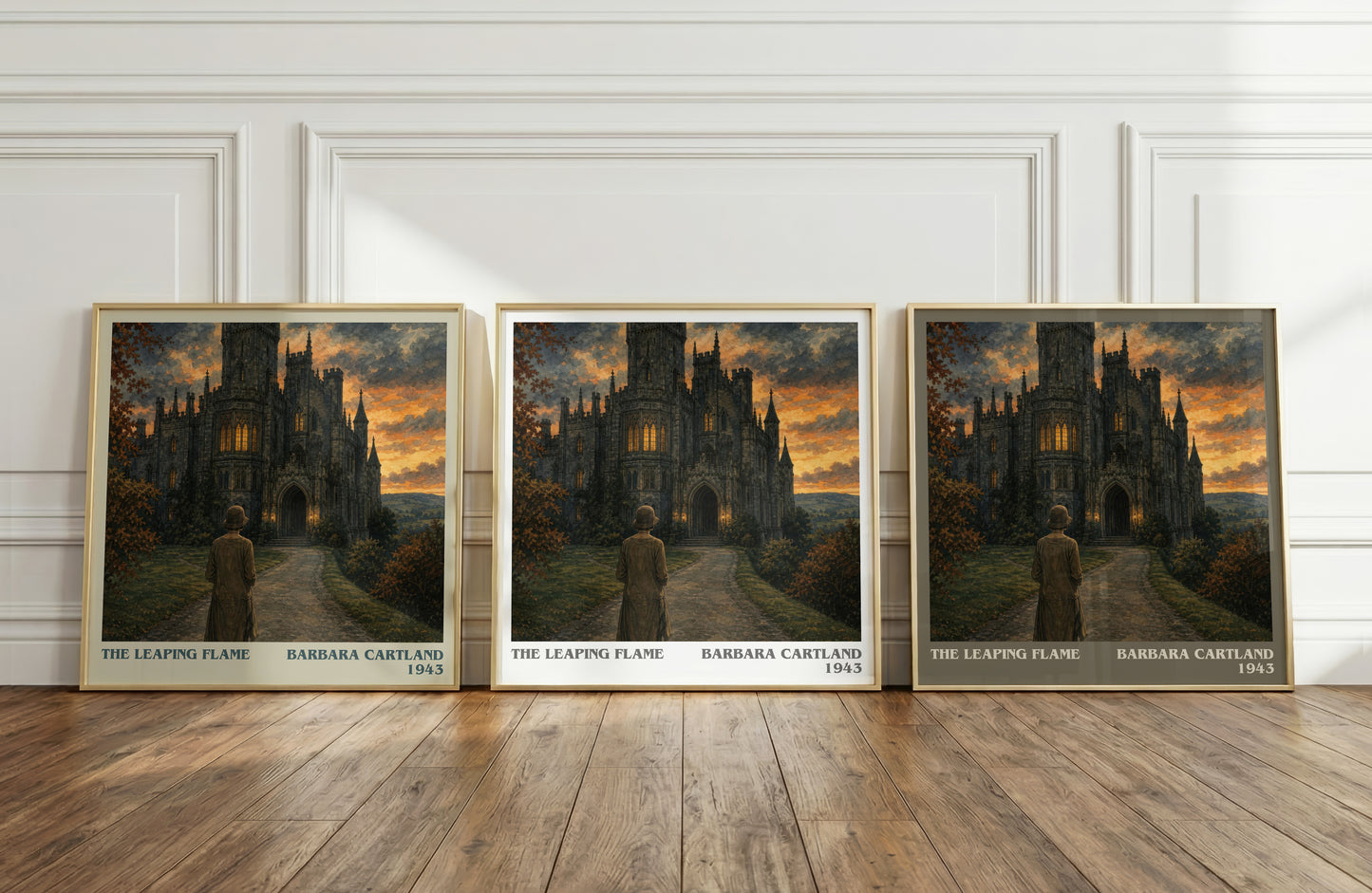 The Leaping Flame literary art print colour and style options – Barbara Cartland book art