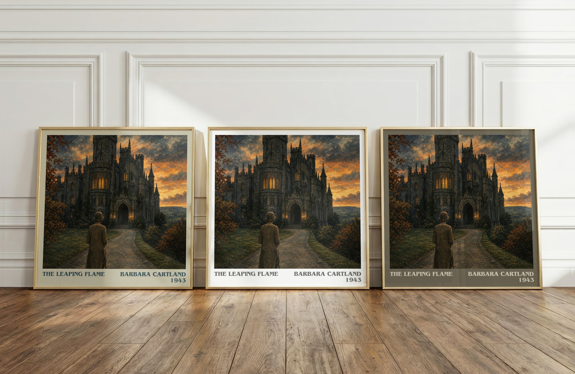 The Leaping Flame literary art print colour and style options – Barbara Cartland book art