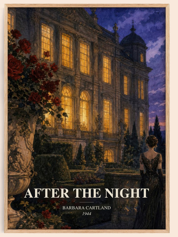 After The Night watercolour book poster by Barbara Cartland – framed literary art print