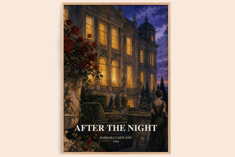 After The Night watercolour book poster by Barbara Cartland – framed literary art print