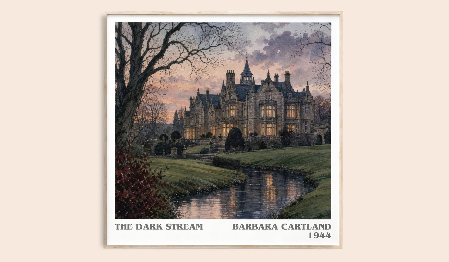 The Dark Stream literary book poster by Barbara Cartland – framed literary art print