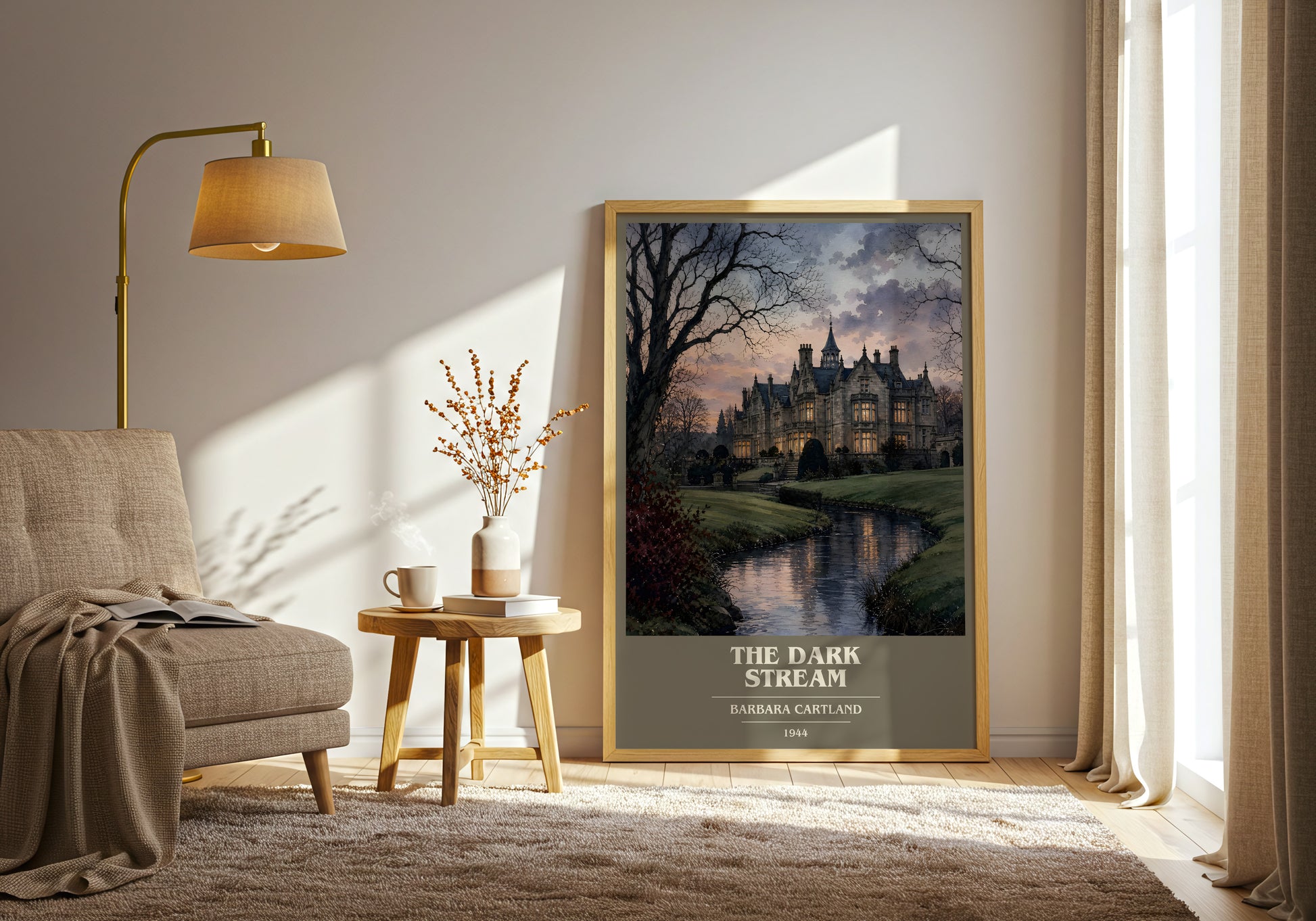 The Dark Stream book cover print on bookshelf – Barbara Cartland fan gift