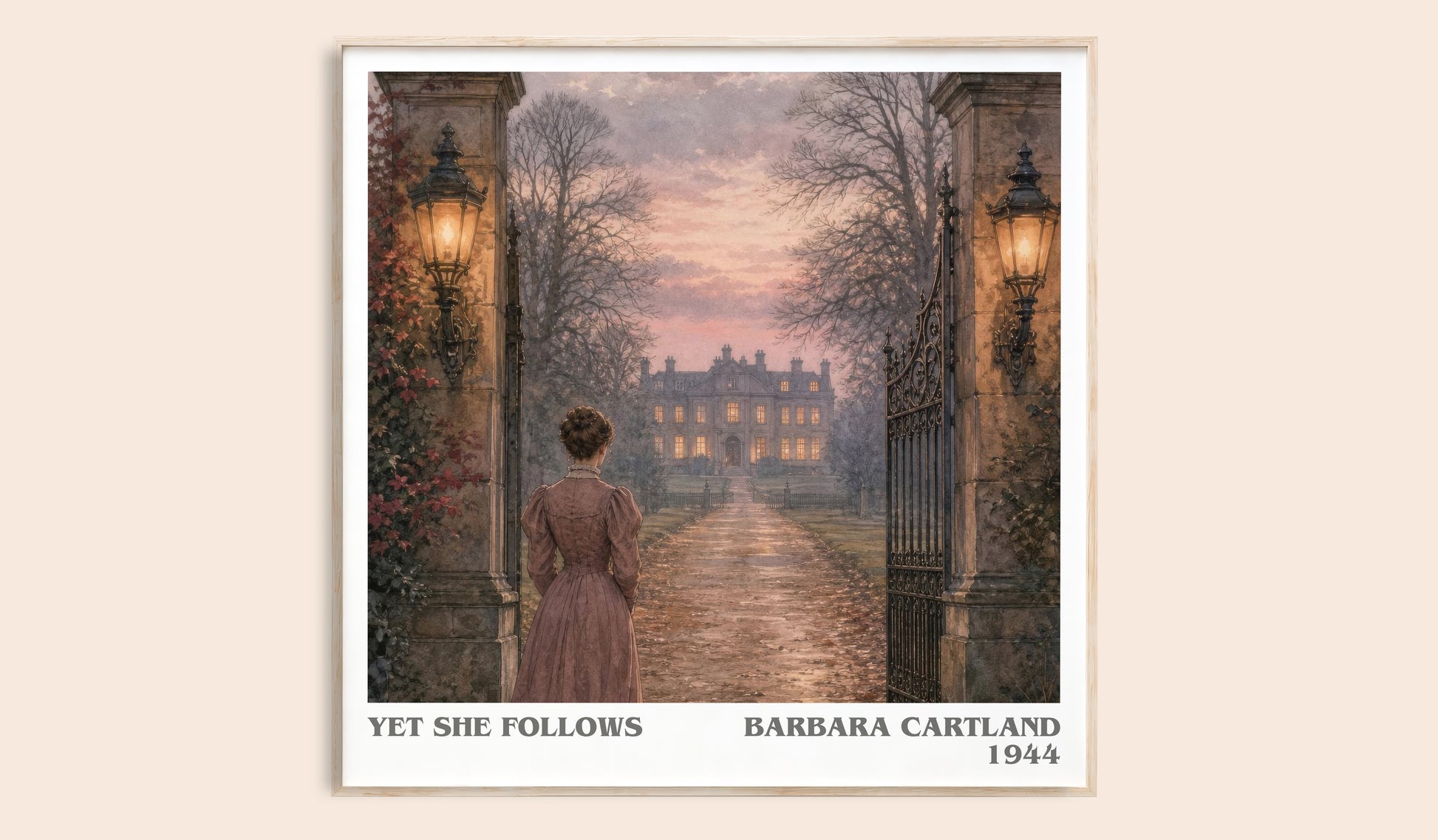 Yet She Follows literary book poster by Barbara Cartland – framed literary art print