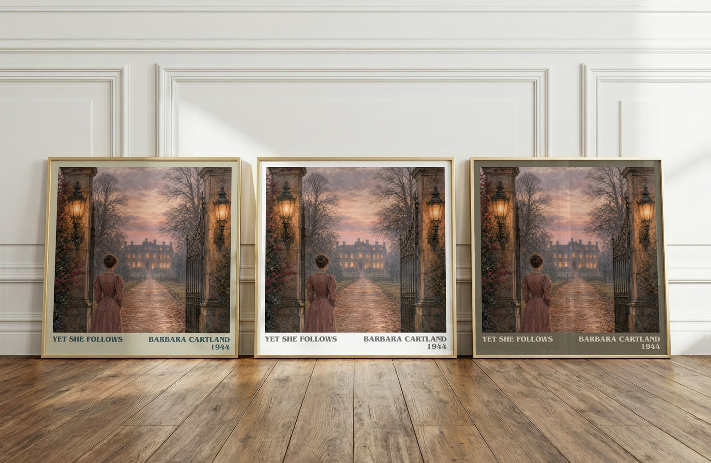 Yet She Follows literary art print colour and style options – Barbara Cartland book art