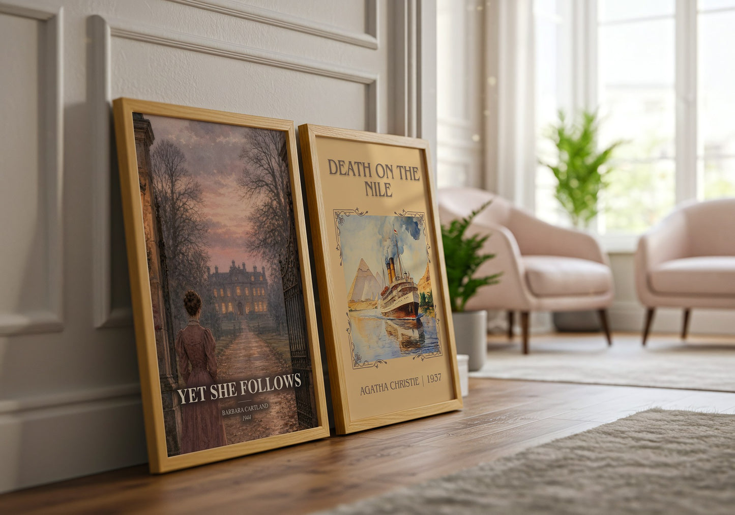 Yet She Follows watercolour print framed by window – literary home decor