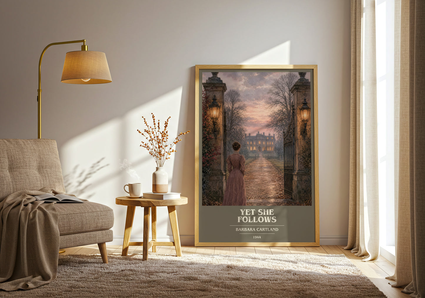 Yet She Follows book cover print on bookshelf – Barbara Cartland fan gift