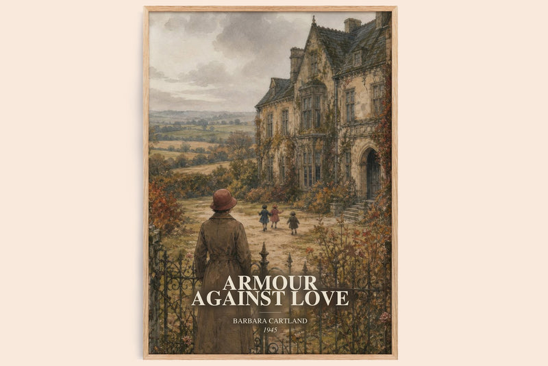 Armour Against Love watercolour book poster by Barbara Cartland – framed literary art print