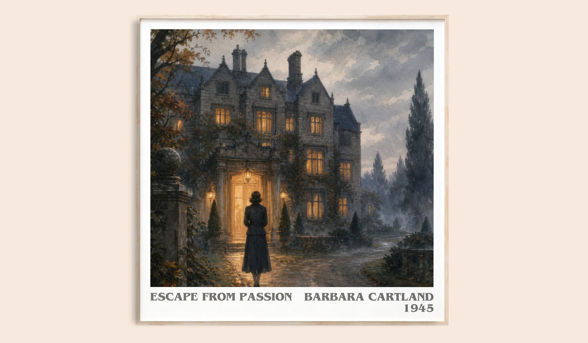 Escape From Passion literary book poster by Barbara Cartland – framed literary art print