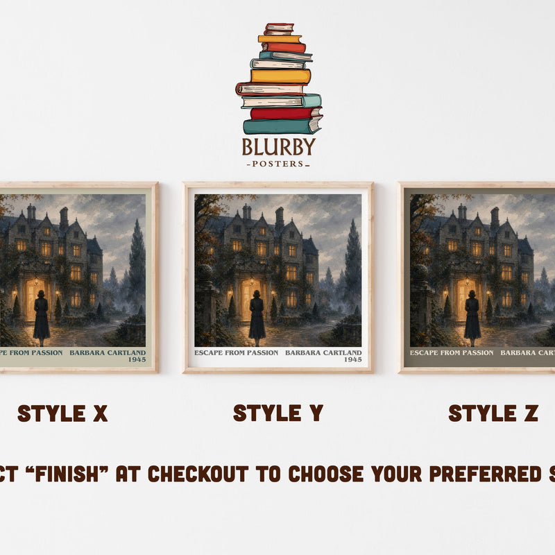Escape From Passion literary print in frame leaning in hallway – romance wall art
