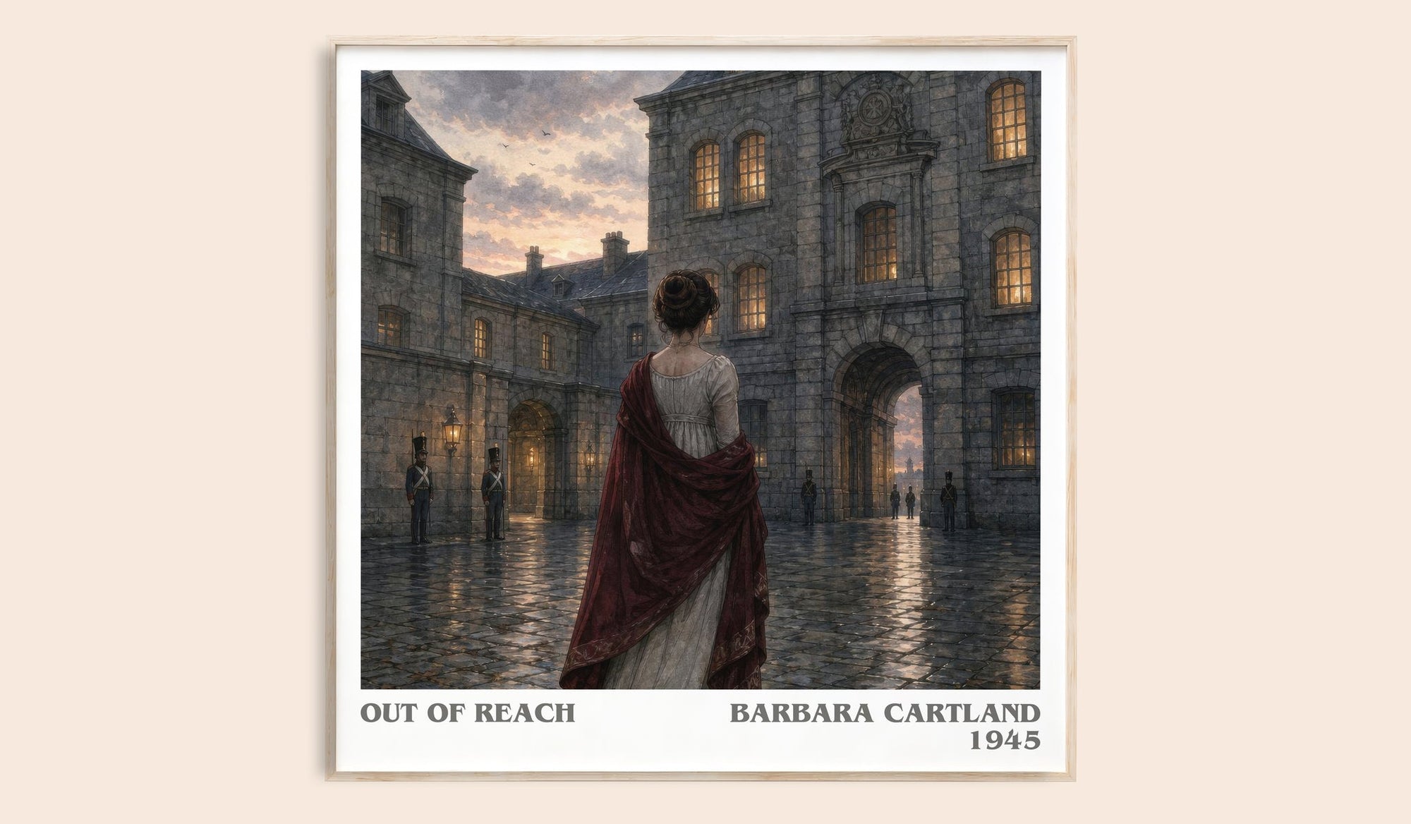 Out Of Reach literary book poster by Barbara Cartland – framed literary art print