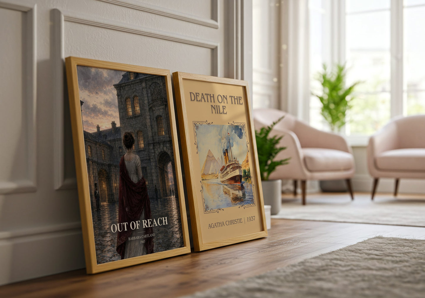 Out Of Reach watercolour print framed by window – literary home decor