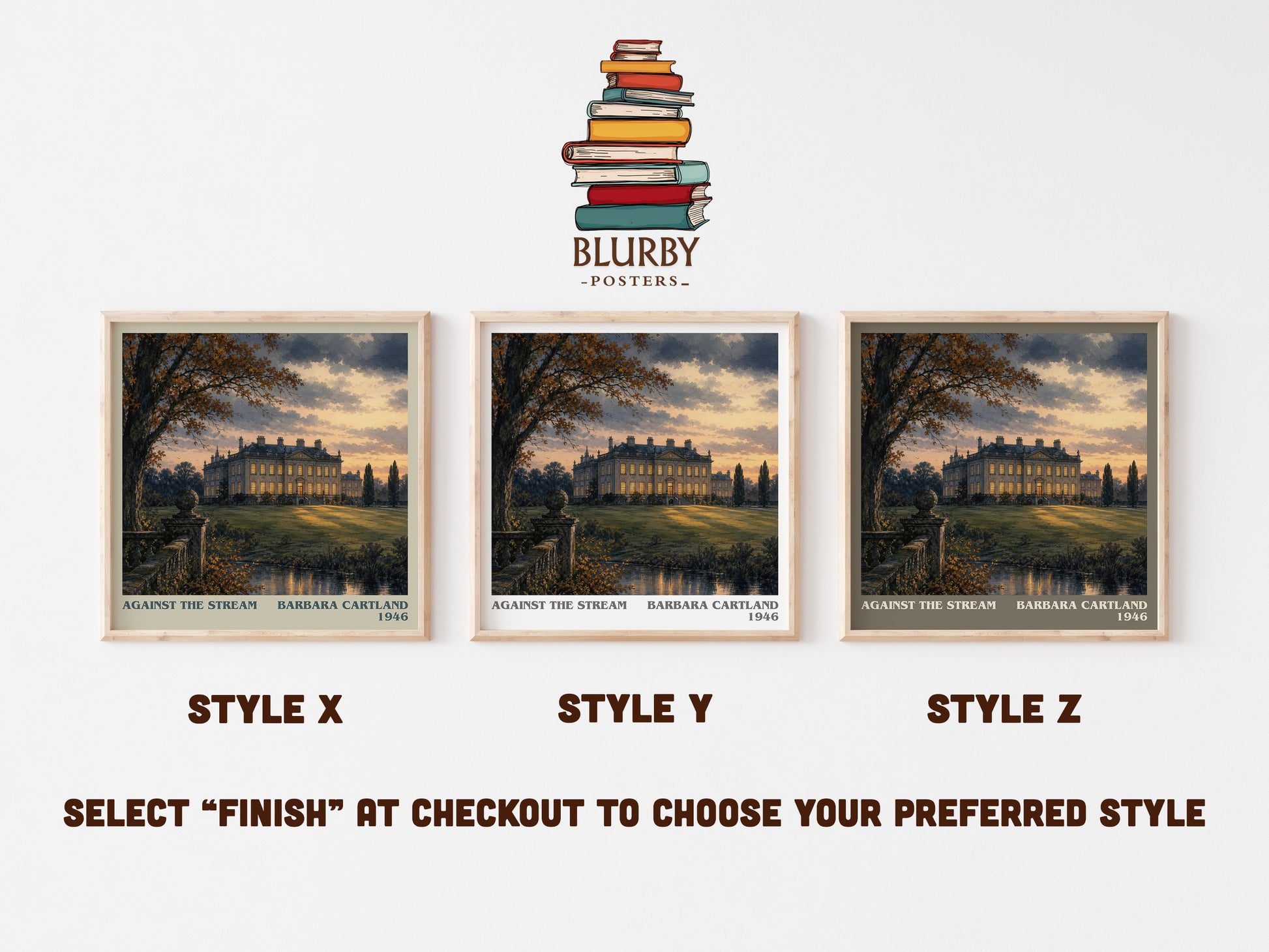 Against The Stream literary print in frame leaning in hallway – romance wall art