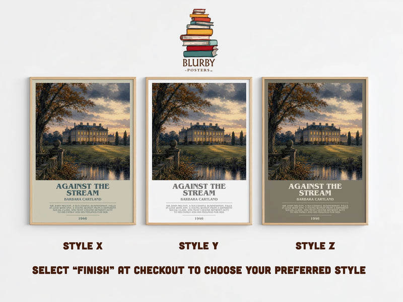 Against The Stream bookish print in frame leaning in hallway – romance wall art