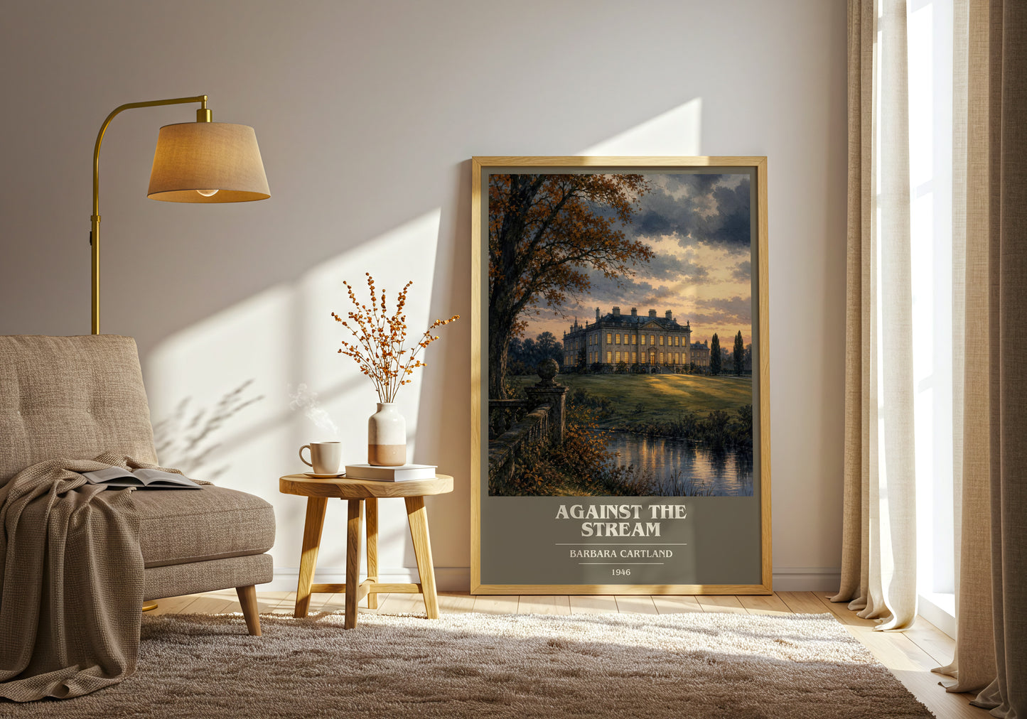 Against The Stream book cover print on bookshelf – Barbara Cartland fan gift