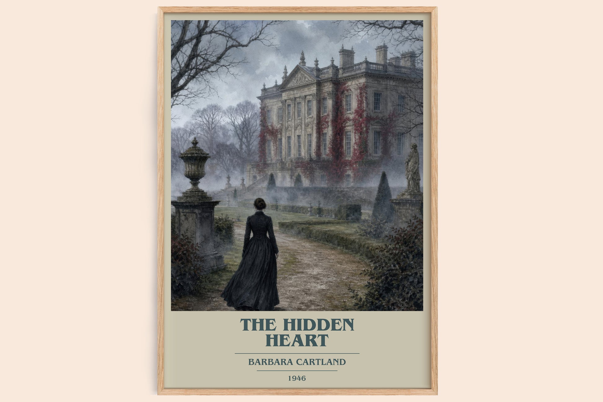 The Hidden Heart book cover book poster by Barbara Cartland – framed literary art print