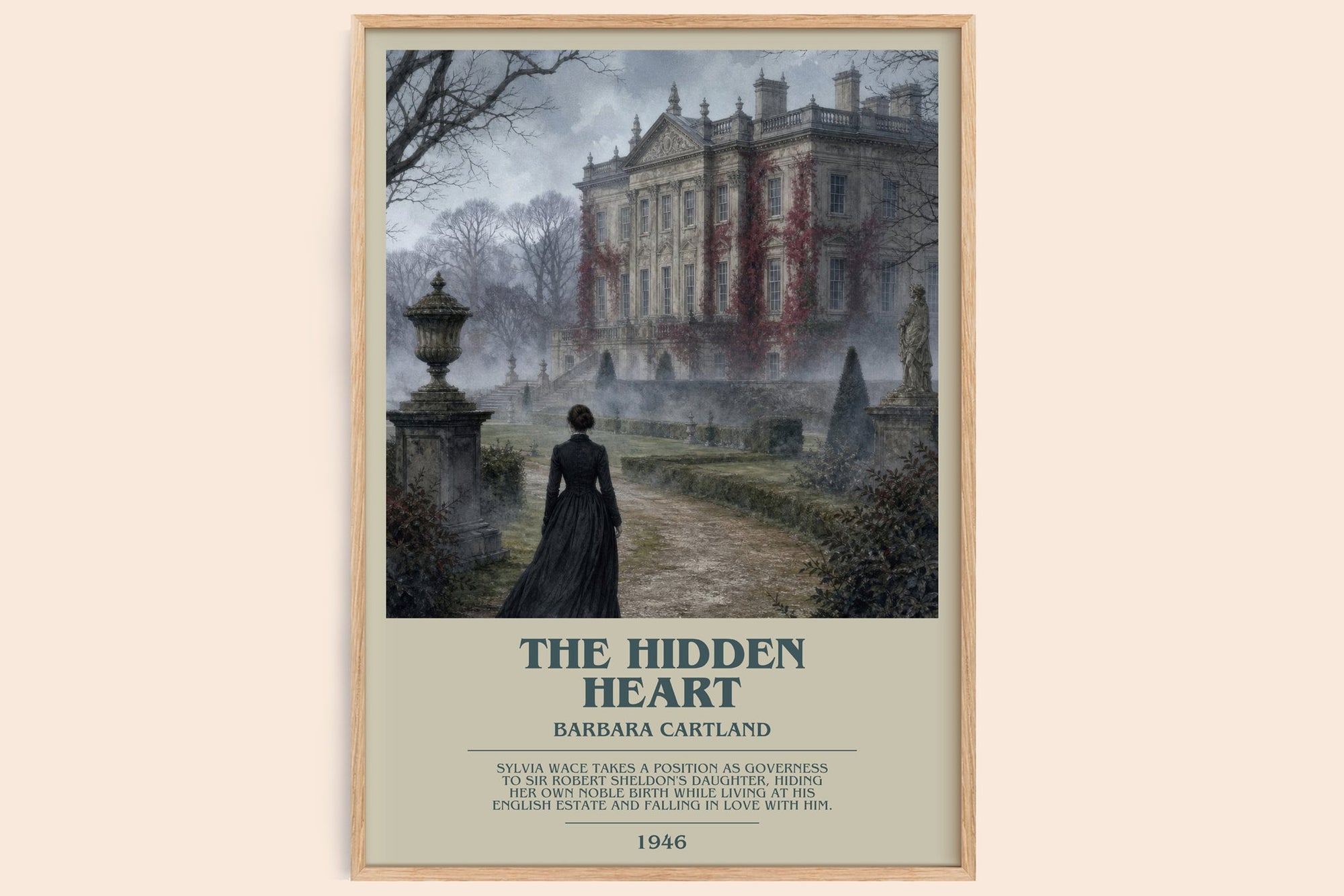The Hidden Heart bookish book poster by Barbara Cartland – framed literary art print